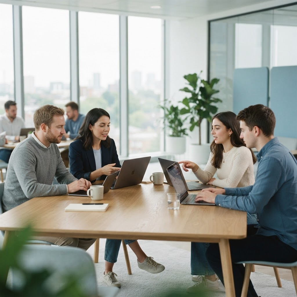 A marketing team collaborating on a creator campaign